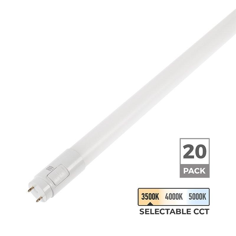 Viribright® T8 LED Tube, G13, 4Ft, Frosted, Hybrid Type A+B, CCT (20 Pack)