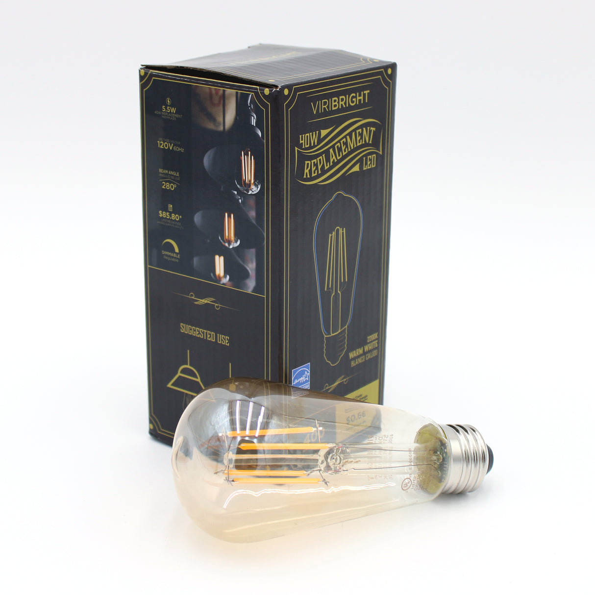 ST19 LED Bulb, Filament, Energy Star, Amber – 2200K (1 Pack)