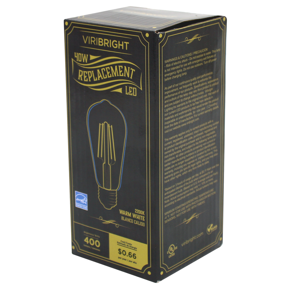 ST19 LED Bulb, Filament, Energy Star, Amber – 2200K (1 Pack)