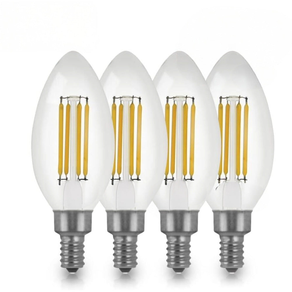 BA10 LED Candelabra Bulb, Filament, 500 Lumens (4 Pack)
