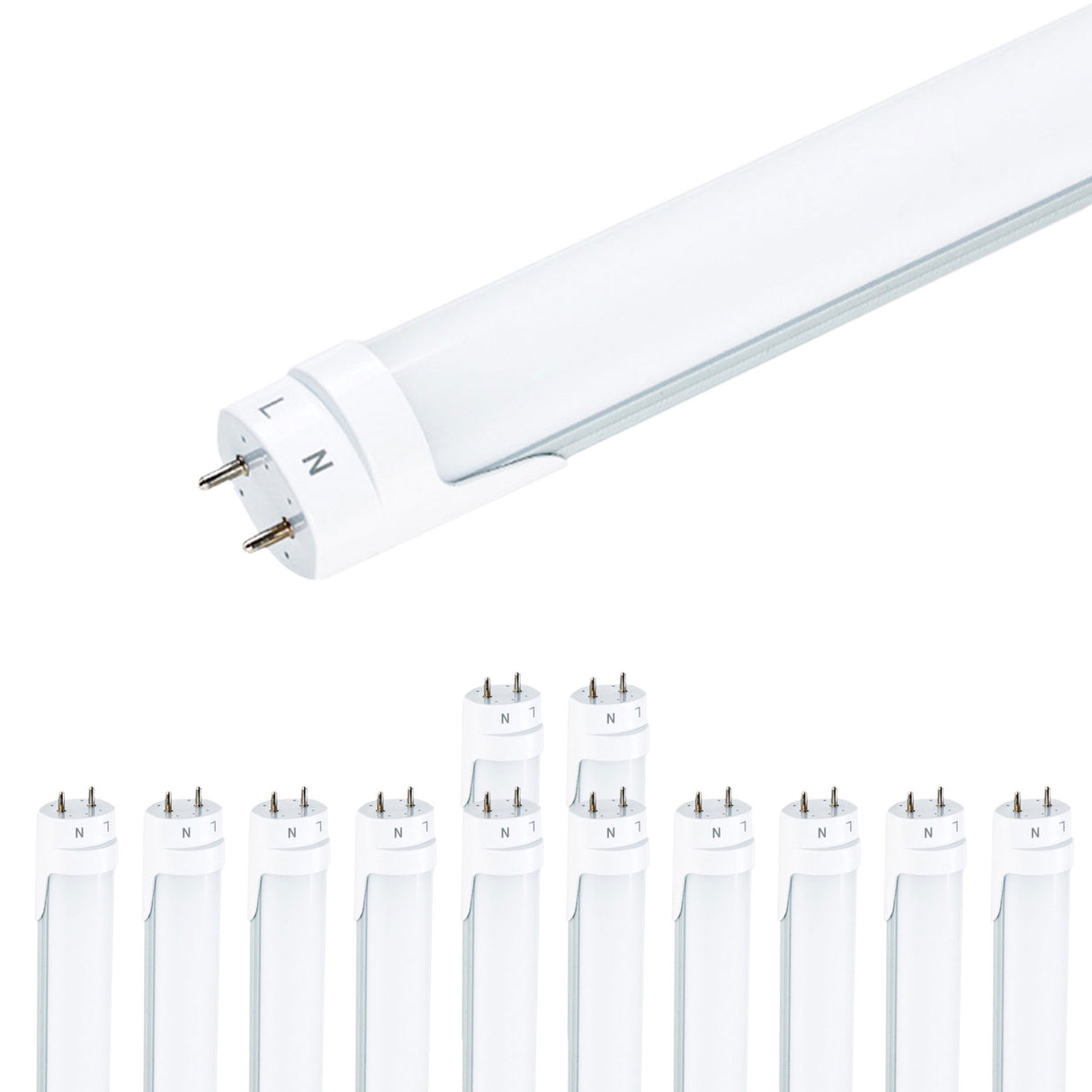 LED T8 High Output Frosted Tube – 20W, 4’, Single-End Powered, 2700K Warm White, 1800lm, >80 CRI, (12-Pack)
