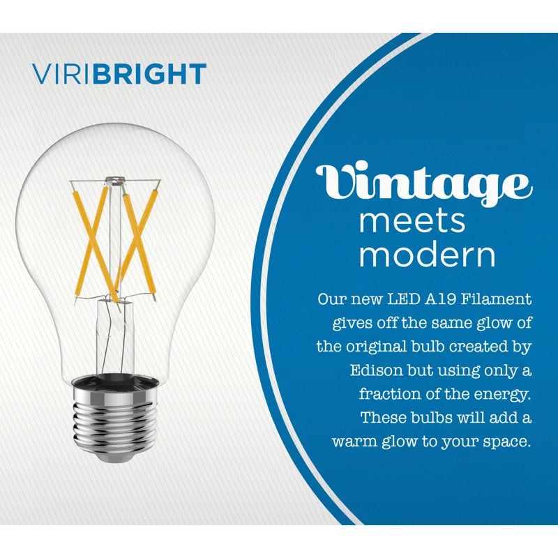 Viribright® 60-Watt EQ A19 E26 800lm Filament LED Bulb UL+ES, 2700K (1-Pack)