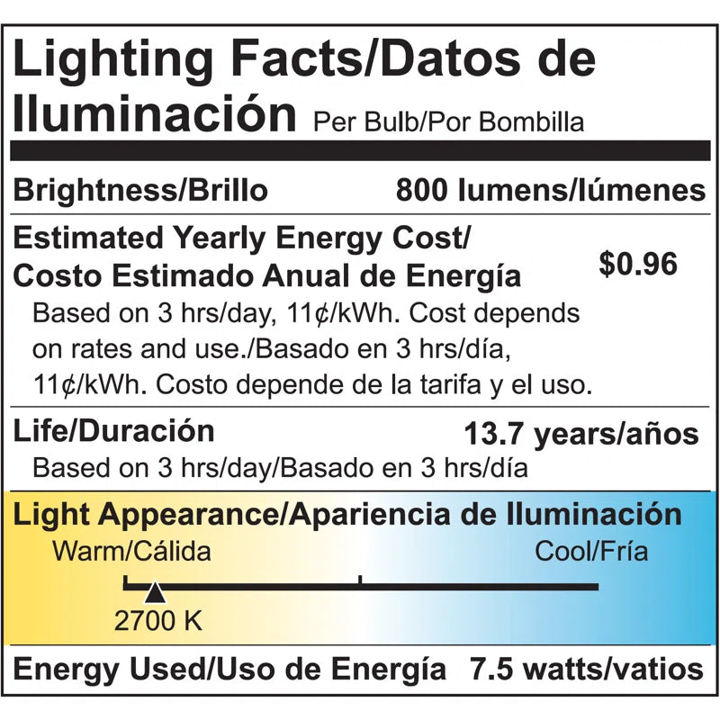 60-Watt EQ A19 E26 800lm Filament LED Bulb UL+ES, 2700K (2-Pack)