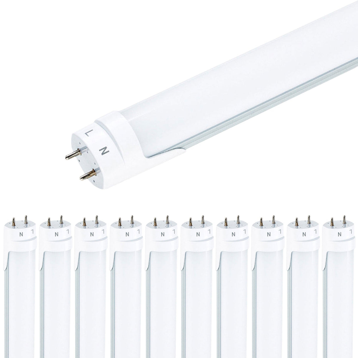 Viribright - 18-Watt Ballast Bypass T8 4-Foot 2350 Lumens Frosted Lens LED Light Bulb Tube - 518918-10
