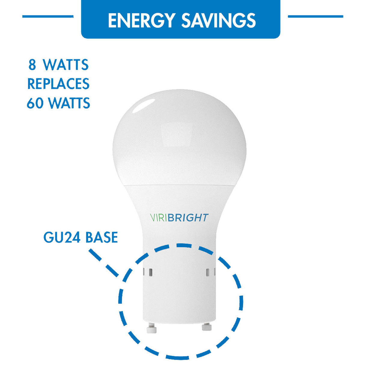 Viribright Energy Star 60-Watt Equivalent A19 GU24 Dimmable LED Light Bulb