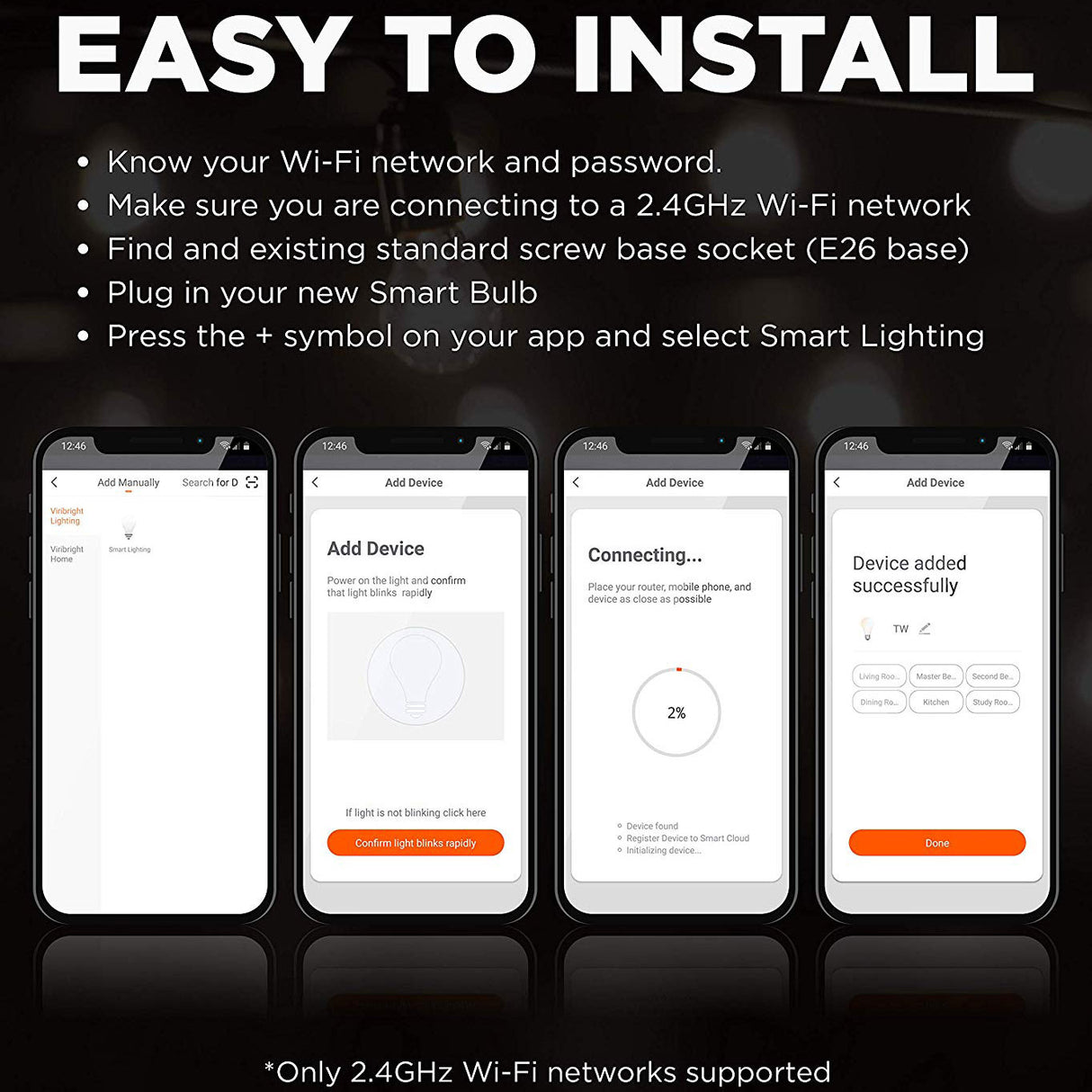 Viribright 60-Watt Equivalent A19 E26 Smart Wifi RGBW LED Light Bulb