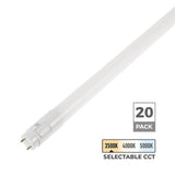 Viribright® T8 LED Tube, G13, 4Ft, Frosted, Hybrid Type A+B, CCT (20 Pack)