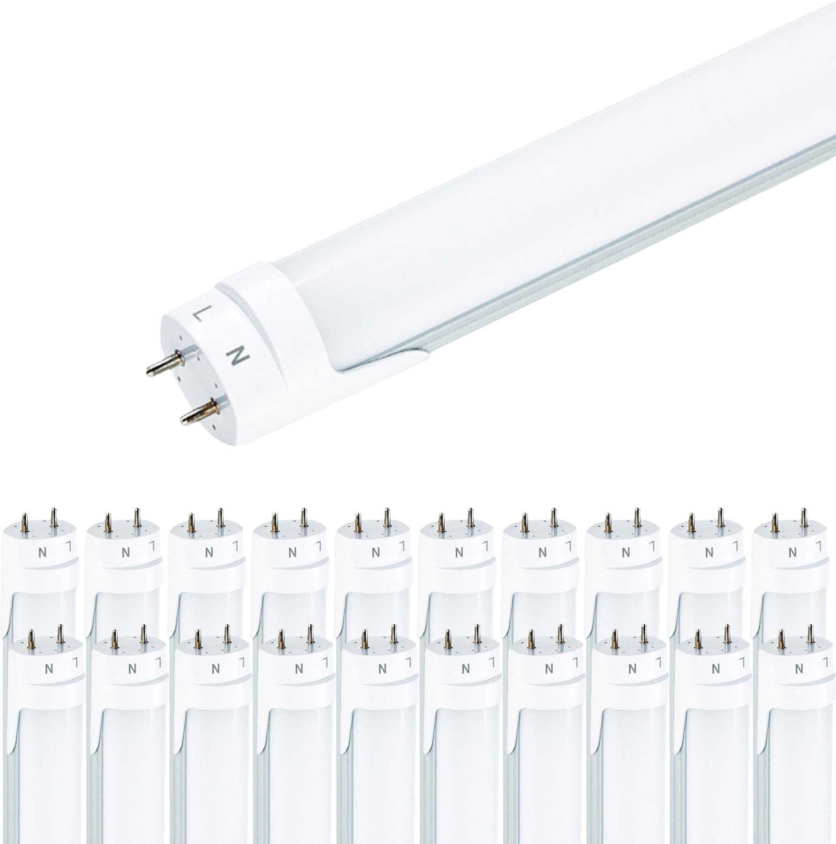 Viribright® T8 LED Tube, G13, 4Ft, Frosted, Ballast Bypass, Type B, CCT (20 Pack)