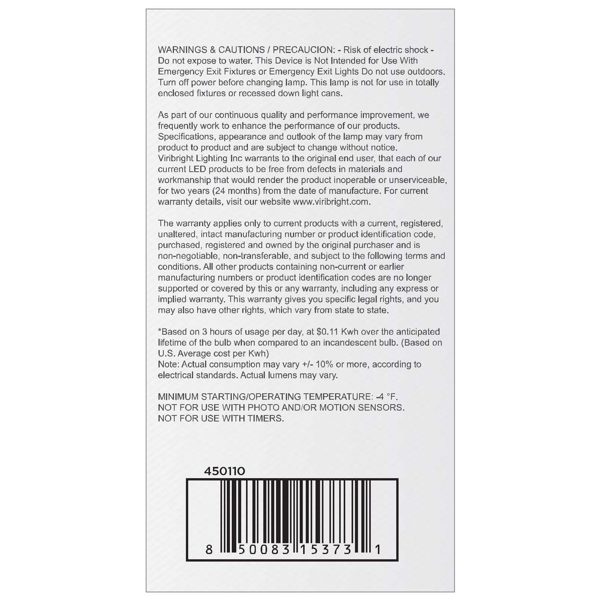 Viribright® A19 LED Bulb, 12W, Dimmable, CEC, Title 20, 1100 Lumens, Cool White 4000K