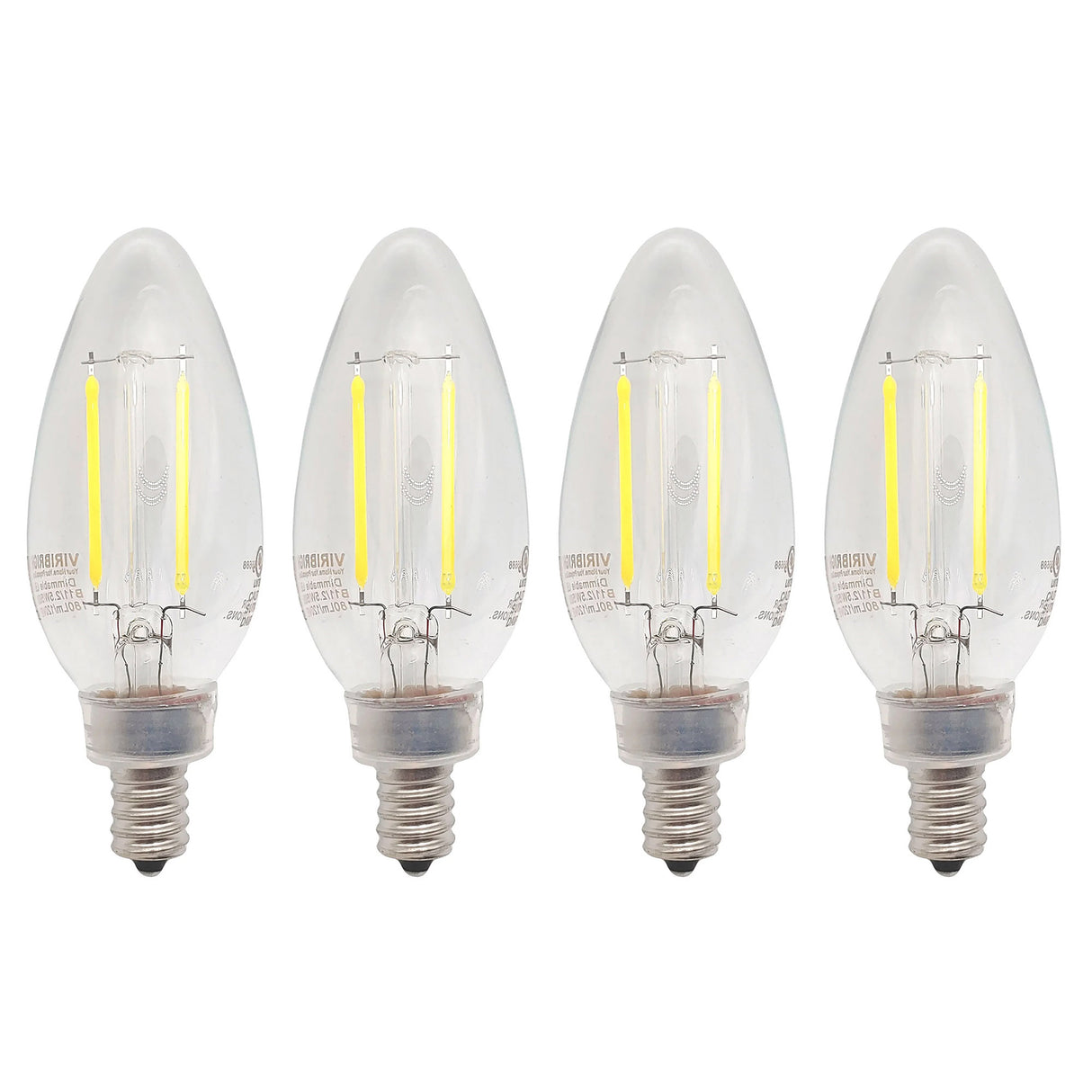Viribright® B11 LED Candelabra Bulb, E12, Filament, Dimmable, CEC, 90+ CRI, Warm White 2700K