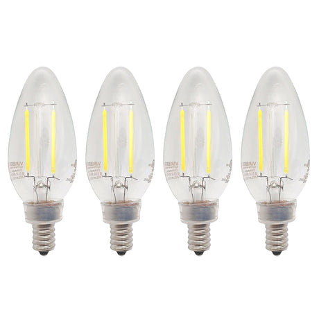 Viribright® B11 LED Candelabra Bulb, E12, Filament, Dimmable, CEC, 90+ CRI, Warm White 2700K