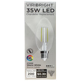 Viribright® B11 LED Candelabra Bulb, E12, Filament, Dimmable, CEC, 90+ CRI, Warm White 2700K