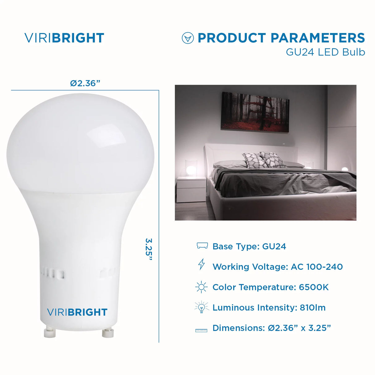 Viribright 60-Watt Equivalent A19 GU24 General Purpose LED Light Bulb