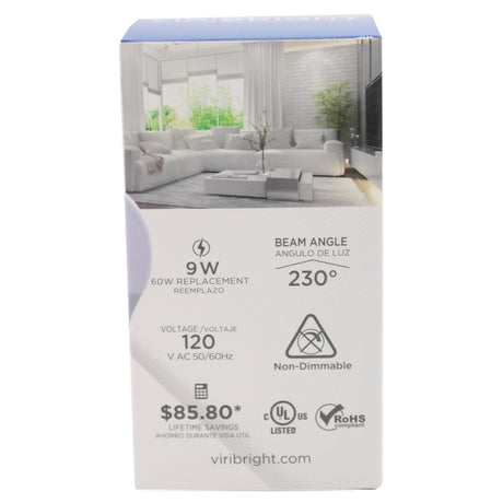 Viribright® A19 LED Bulb, GU24, 9.5W, 800 Lumens - 6000K (6 Pack)