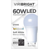 Viribright® A19 LED Bulb, GU24, 9.5W, 800 Lumens, CEC, Energy Star, Dimmable
