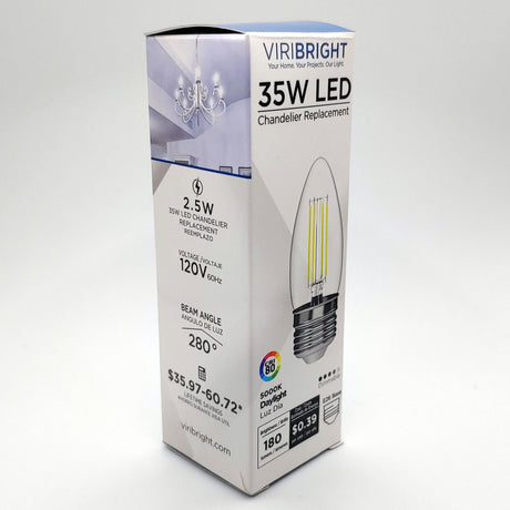35-Watt EQ B11 E26 180lm Dimmable LED Filament Bulb, 5000K Daylight
