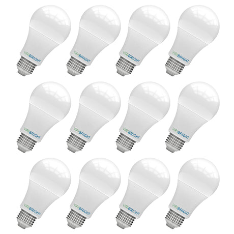 Viribright® A19 LED Bulb, 6W, Dimmable, CEC, T20, T24, 90+ CRI, Cool White 4000K (4 Pack)
