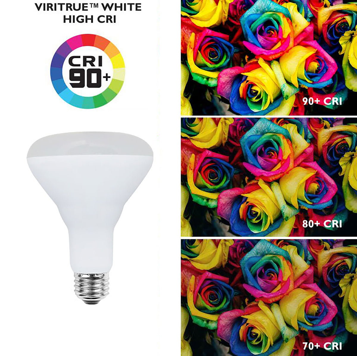 Viribright® BR30 LED Bulb, E26 Screw Base, 700 Lumens, Dimmable, CEC, Title 20, 90+ CRI