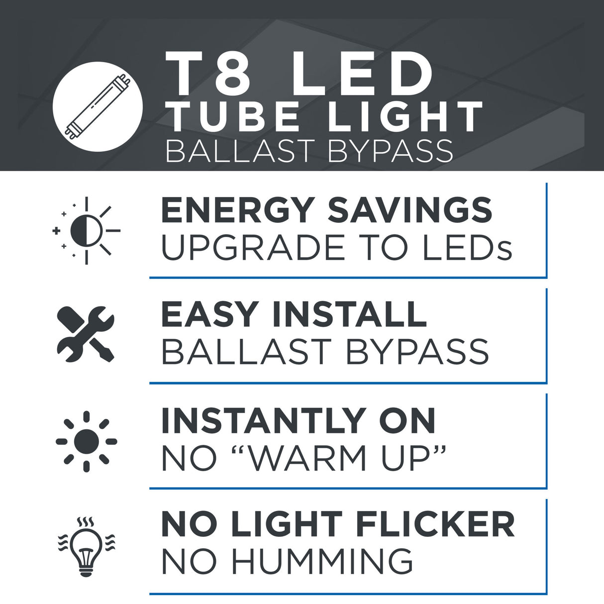 High Output 2ft T8 1000lm Frosted Single End Powered (SEP) LED Tube (12-Pack)