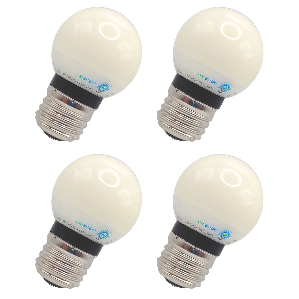 Viribright® 2W G15 Frosted Globe LED Bulb – 2700K Warm White, 180lm, E26 Base, Non-Dimmable, 4-Pack