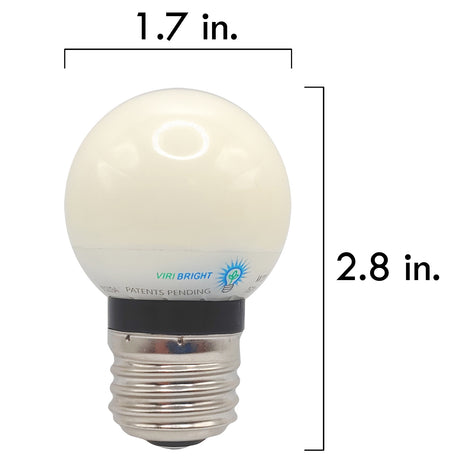 Viribright® 2W G15 Frosted Globe LED Bulb – 2700K Warm White, 180lm, E26 Base, Non-Dimmable, 4-Pack