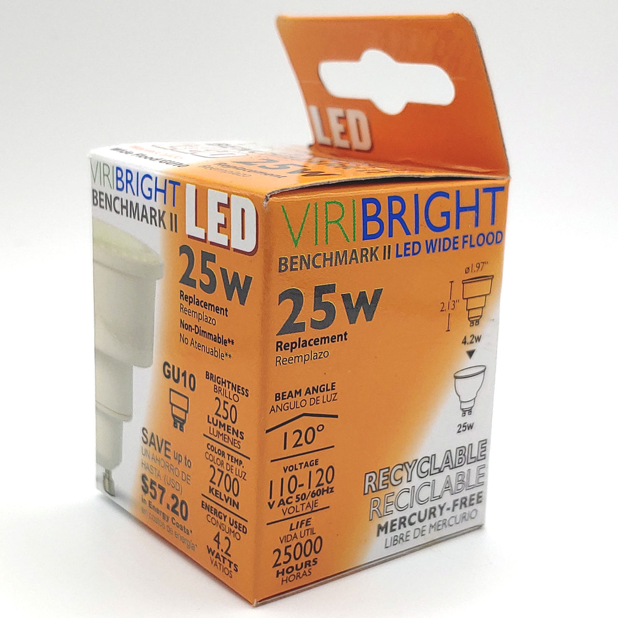 MR16 GU10 LED Bulb – 25W Equivalent, 2700K, Indoor Wide Flood