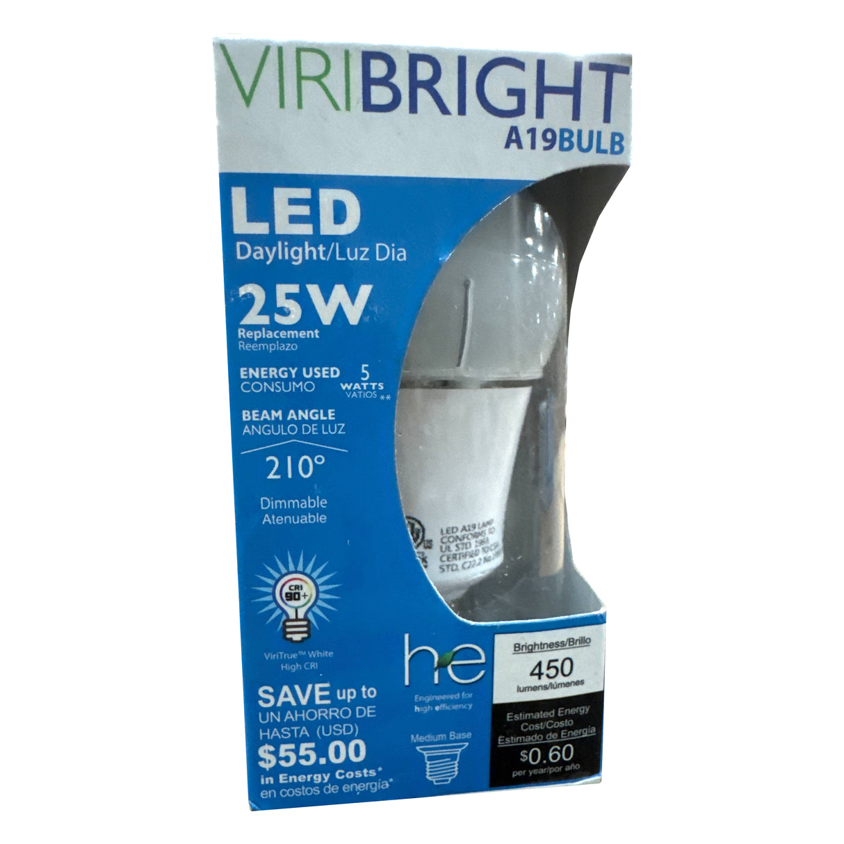 25-Watt EQ A19 E26 400lm Dimmable LED Light Bulb, 6000K (4-Pack)