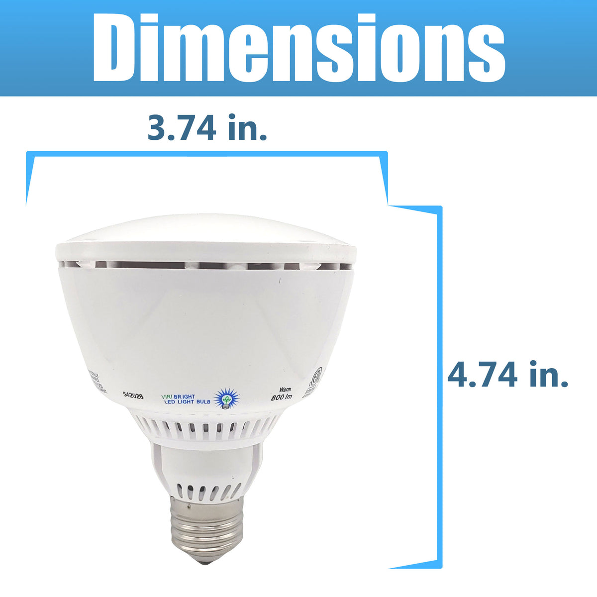 Viribright® 9.5W PAR30 LED Flood Light Bulb, 50W Equivalent, E26 Base, 90 CRI, Dimmable