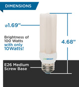 VIRISTICK LED Bulb, 100W Equivalent, E26, 1500 Lumens (8 Pack)