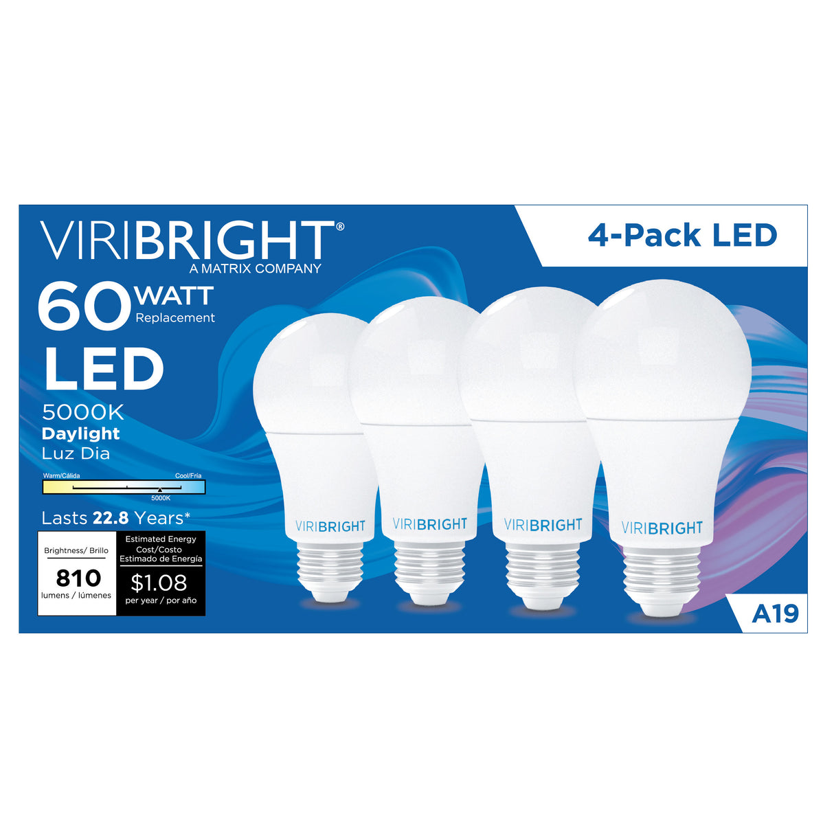 60-Watt EQ A19 E26 Non-Dimmable 800lm 9W LED Bulb, (4 Pack)