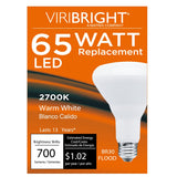 Viribright® BR30 LED Bulb, E26 Screw Base, 700 Lumens, Dimmable, CEC, Title 20, 90+ CRI