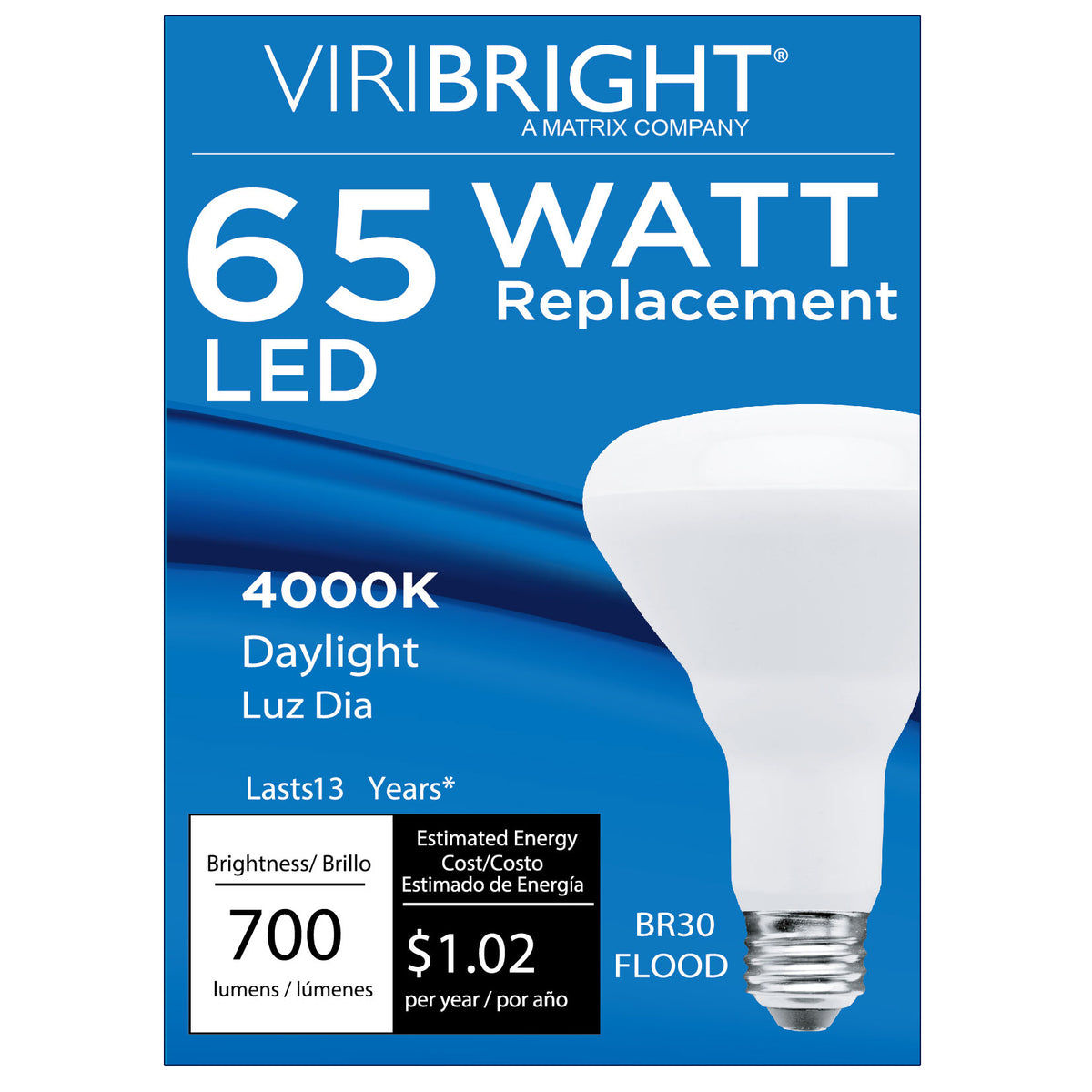 Viribright® BR30 LED Bulb, E26 Screw Base, 700 Lumens, Dimmable, CEC, Title 20, 90+ CRI