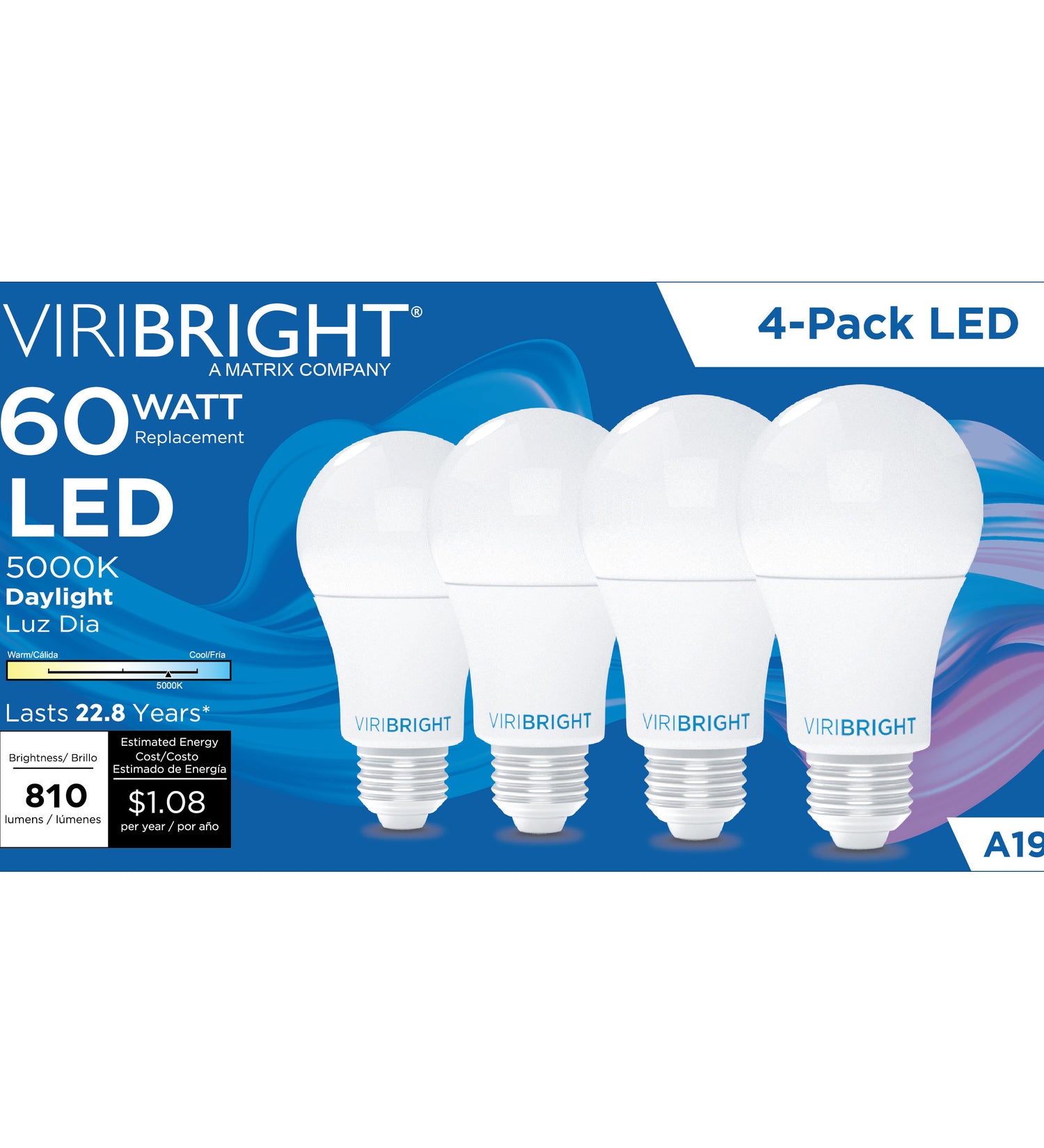 60-Watt EQ A19 E26 810lm Dimmable LED Light Bulbs T20 (4-Pack)