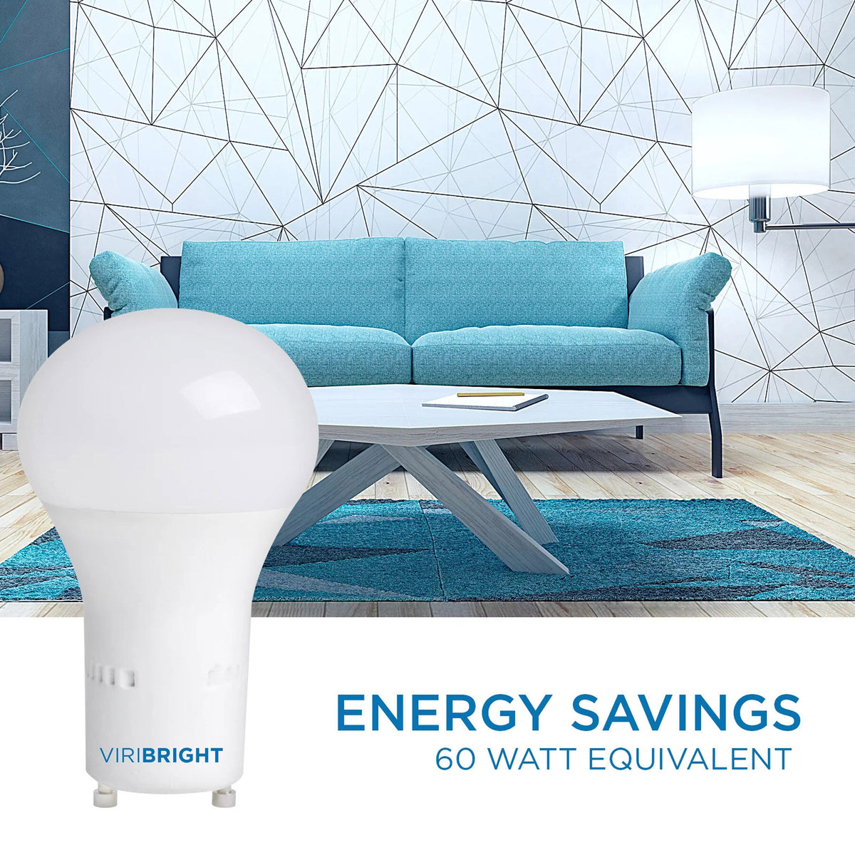 Viribright® A19 GU24 Twist & Lock LED Bulb, 60W Equivalent, 800 Lumens, Non-Dimmable