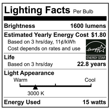 Viribright - 100-Watt EQ A19 E26 EFS Dimmable Energy Star General Purpose LED Light Bulb - 651638-6ES