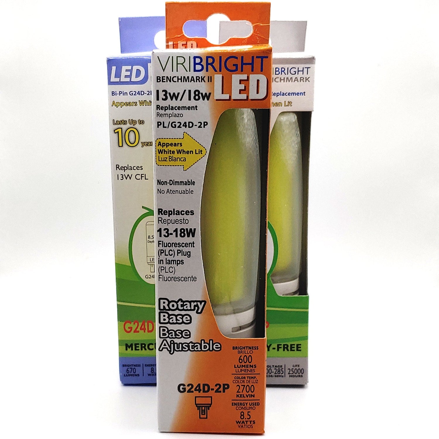 Viribright - 13/18-Watt Equivalent PL Lamp PLC G24D-2P (2-Pin) Benchmark II LED Light Bulb - 74403