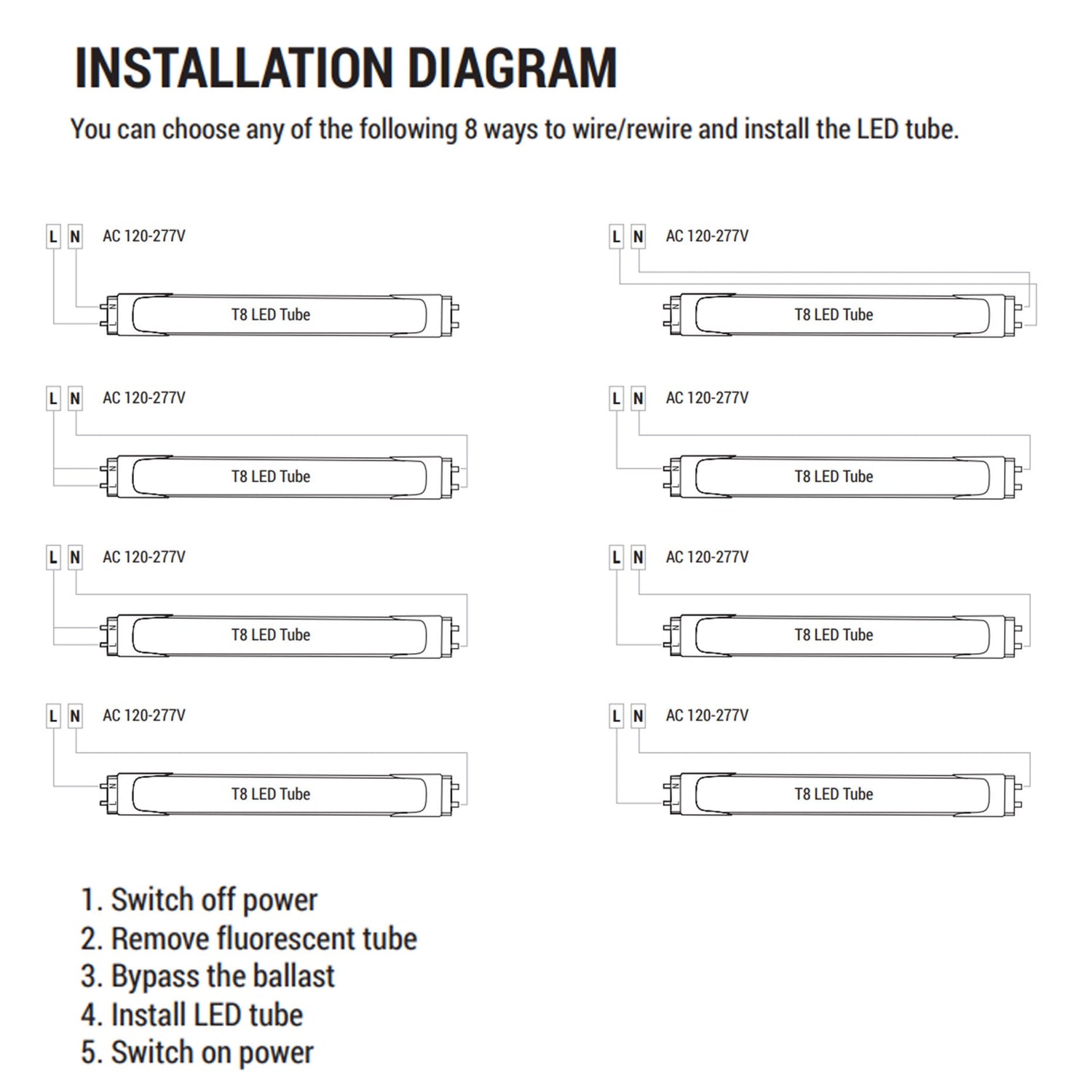 Viribright - 18-Watt Ballast Bypass T8 4-Foot 2350 Lumens Frosted Lens LED Light Bulb Tube - 518917-10