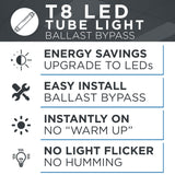 Viribright - 18-Watt Ballast Bypass T8 4-Foot 2350 Lumens Frosted Lens LED Light Bulb Tube - 518917-10