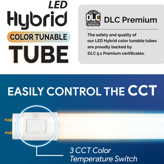 Viribright - 18-Watt Hybrid CCT Selectable 4-Foot T8 2450-2700 Lumens LED Light Tube Bulb (20-Pack) - 450329-20
