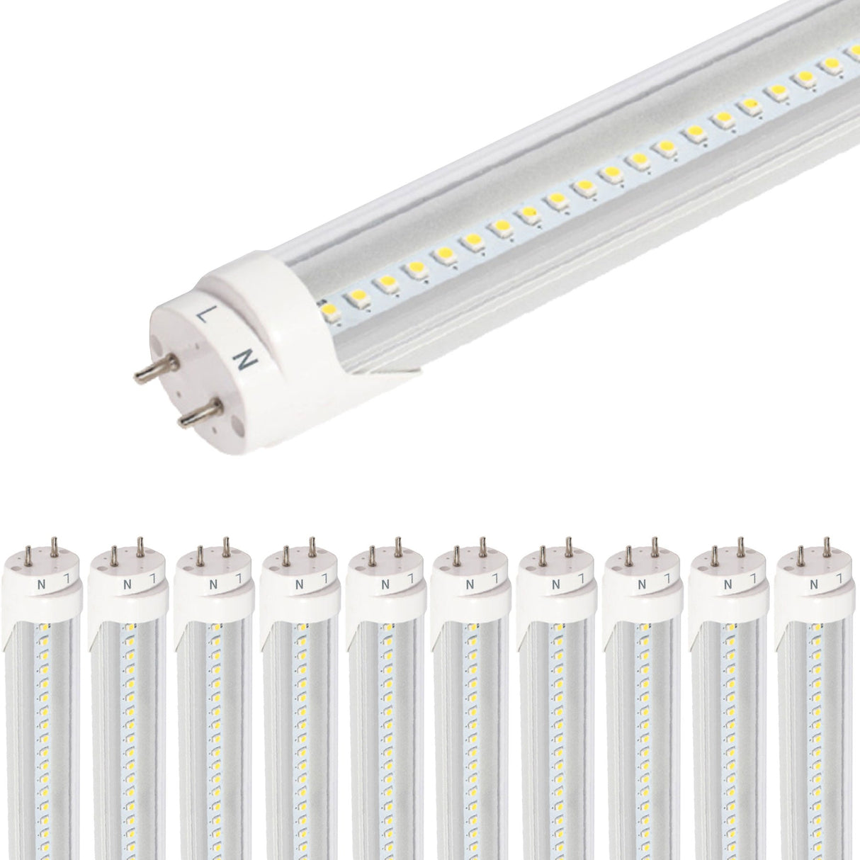 Viribright - 18-Watt T8 Ballast Bypass 4-Foot T8 2340 Lumens Clear LED Light Bulb Tube - 518896-10