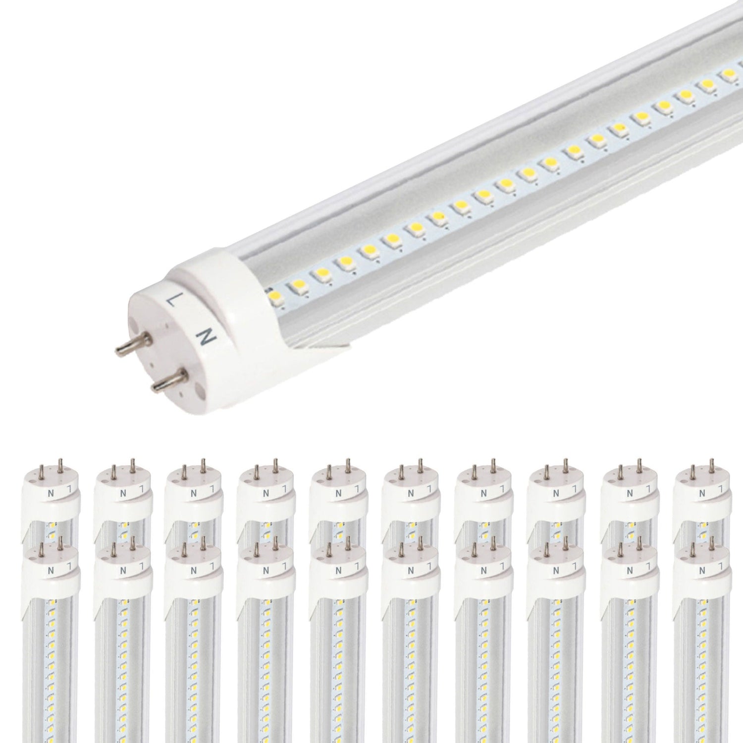 Viribright - 18-Watt T8 Ballast Bypass 4-Foot T8 2340 Lumens Clear LED Light Bulb Tube - 518896-25