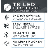 Viribright - 22-Watt T8 4-Foot Ballast Bypass 2970 Lumens LED Light Bulb Tube - 518921-10