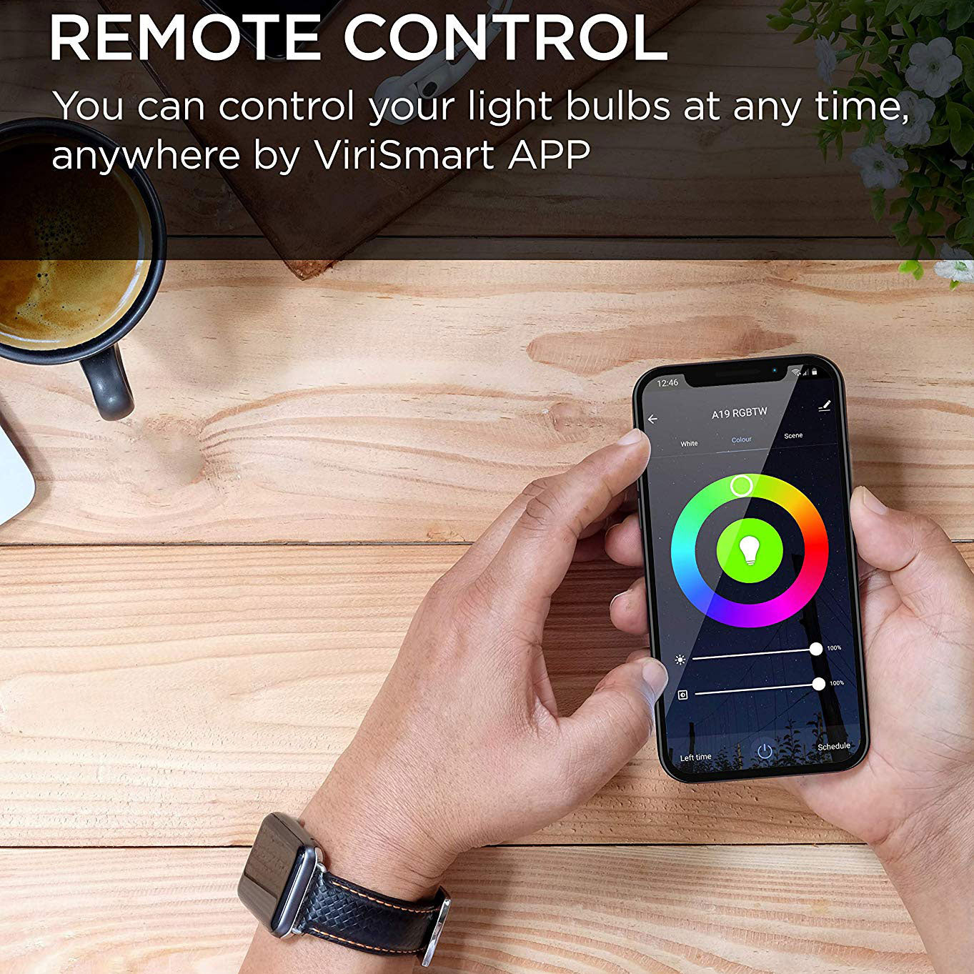 Viribright 60-Watt Equivalent A19 E26 Smart Wifi RGBW LED Light Bulb