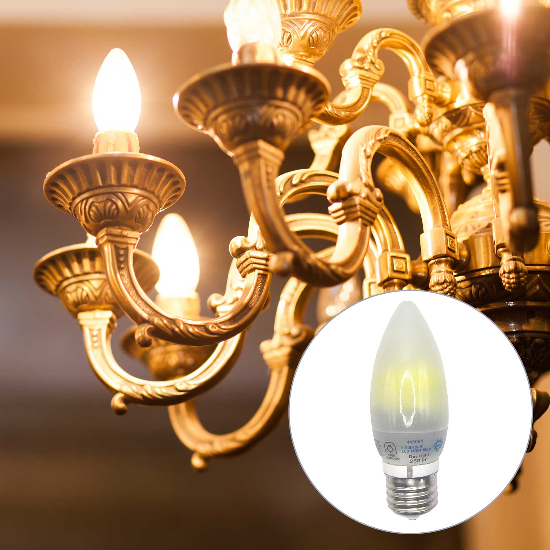 VIRIBRIGHT® B11 Candelabra LED Bulb, Frosted, 270 Lumens - 6000K